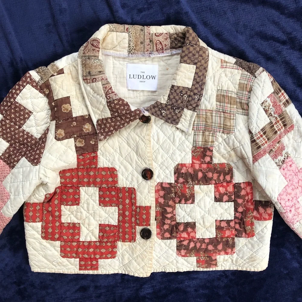 THE LUDLOW SHOP brand new rare 1800s friendship quilt crop coat small medium S/M - Picture 8 of 15